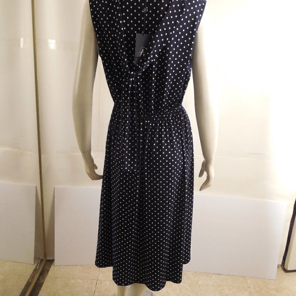 582712.....ADRIANNA PAPELL Printed Tie Neck Sleeveless Dress - Picture 3 of 6